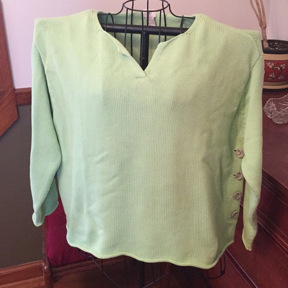 J. Jill Sweaters - J. Jill Seafoam Sweater Rolled Hem V-Neck size MP
